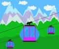 Cable cars move through the mountain tops